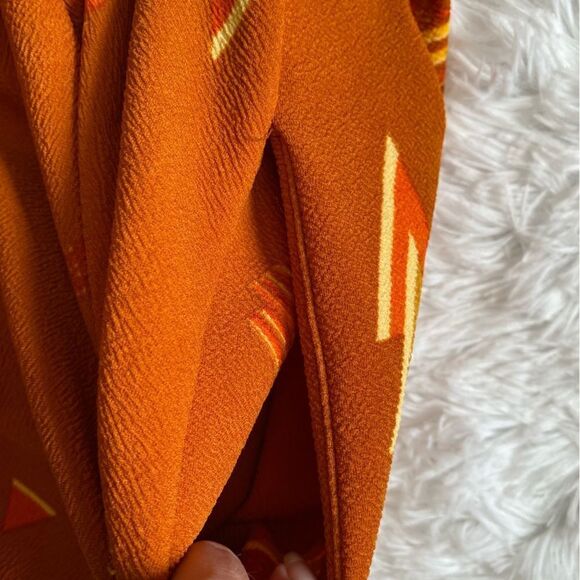 LULAROE Amelia Dress Zip Fit N Flare Triangles Pockets New Burnt Orange Size XS - Picture 5 of 10